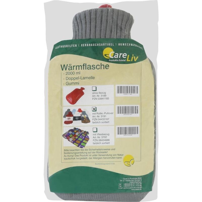 WÄRMFLASCHE Gummi 2 l m.Rollkragenpullover Bezug