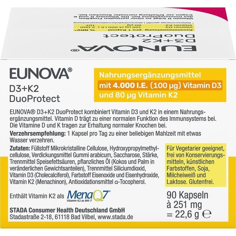 EUNOVA DuoProtect D3+K2 4000 I.E./80 μg Kapseln