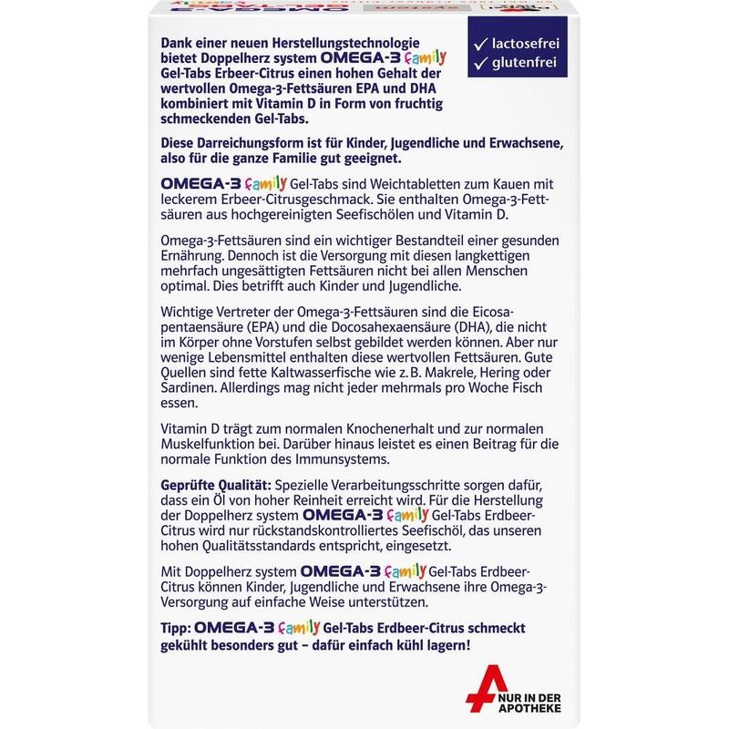 DOPPELHERZ Omega-3 Gel-Tabs family Erdb.Cit.system