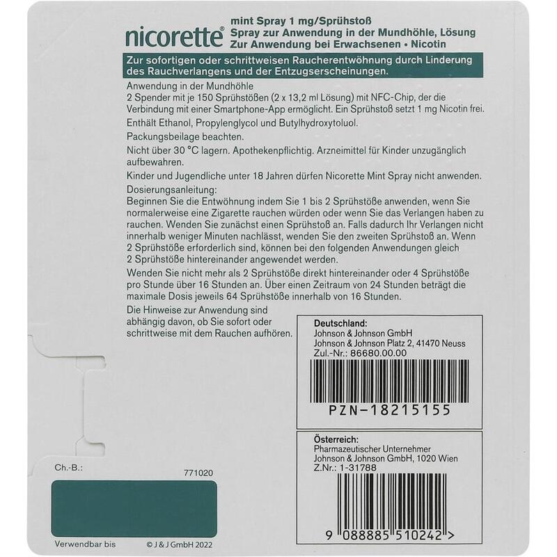 NICORETTE Mint Spray 1 mg/Sprühstoß NFC