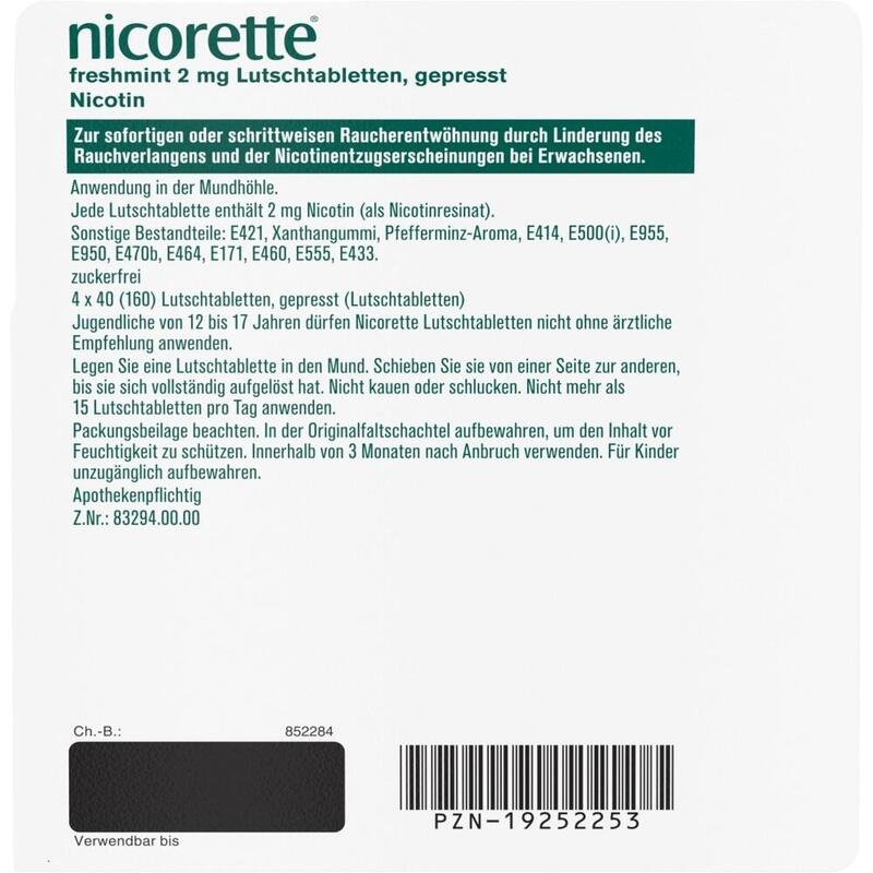 NICORETTE freshmint 2 mg Lutschtabletten gepresst